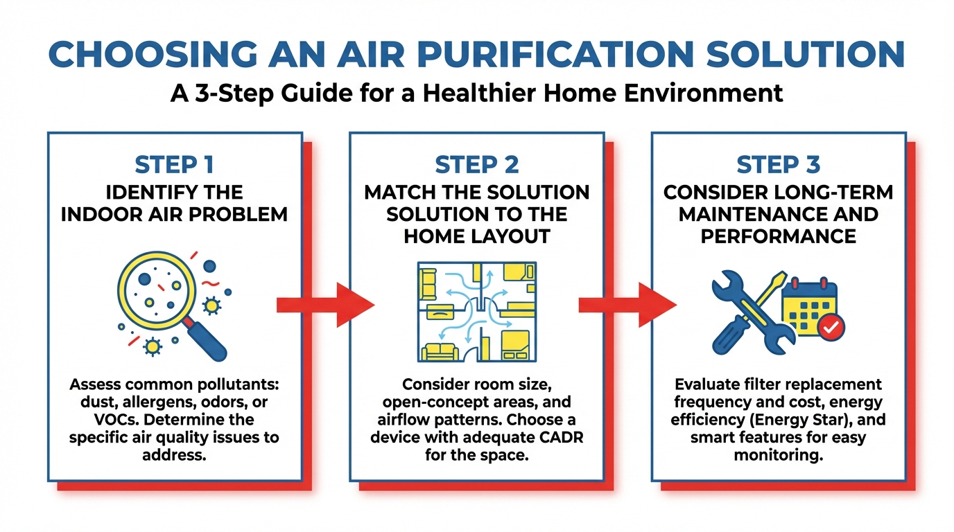 Choosing the right home air purification solution based on home size and air quality needs
