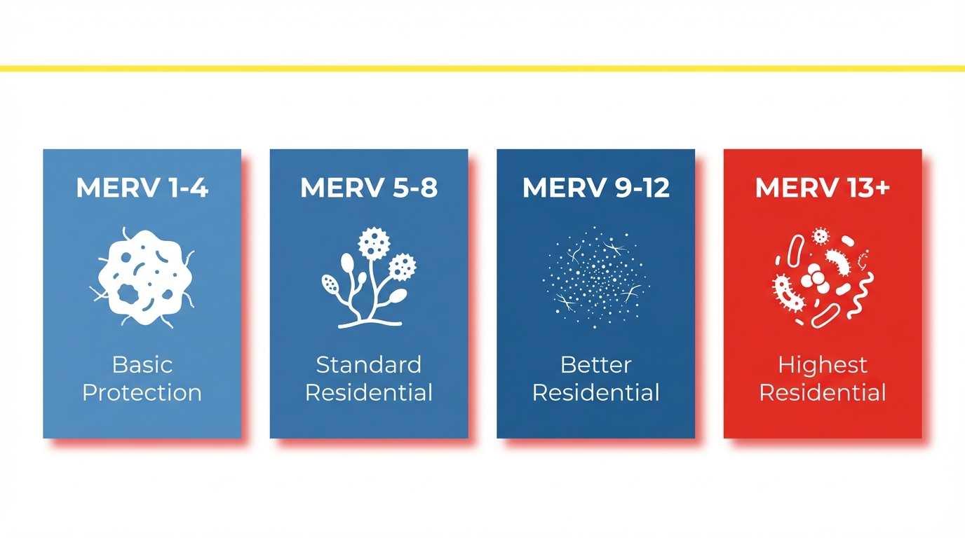 MERV filter ratings comparison chart for Austin Texas HVAC systems